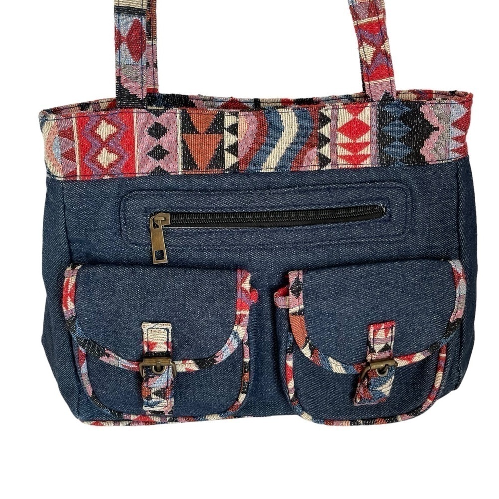 Canyon Sky Southwestern Shoulder Bag Blue Denim Boho Purse